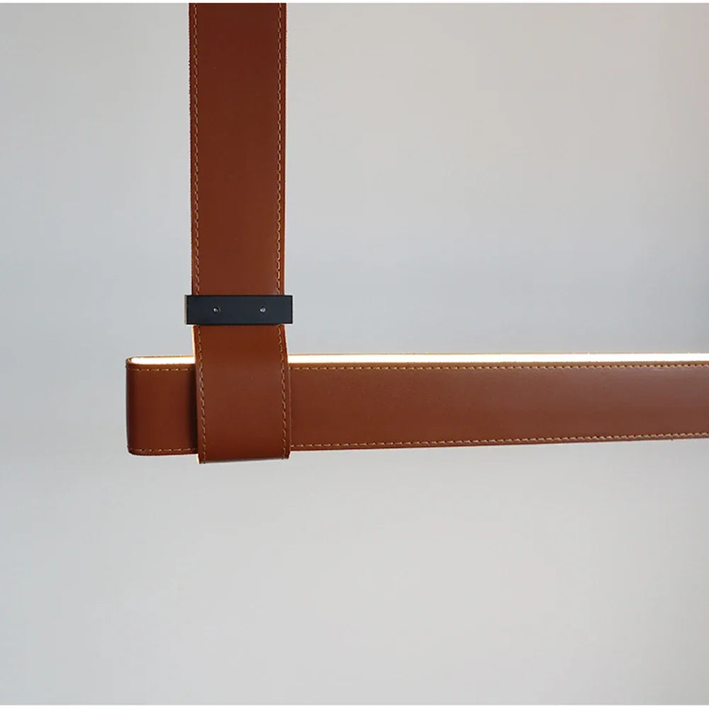 Minimalist LED Leather Pendant Chandelier Dining Table Hanging Lamp Office Pendant Lamp For Hotel Chandeliers Belt Home Decor