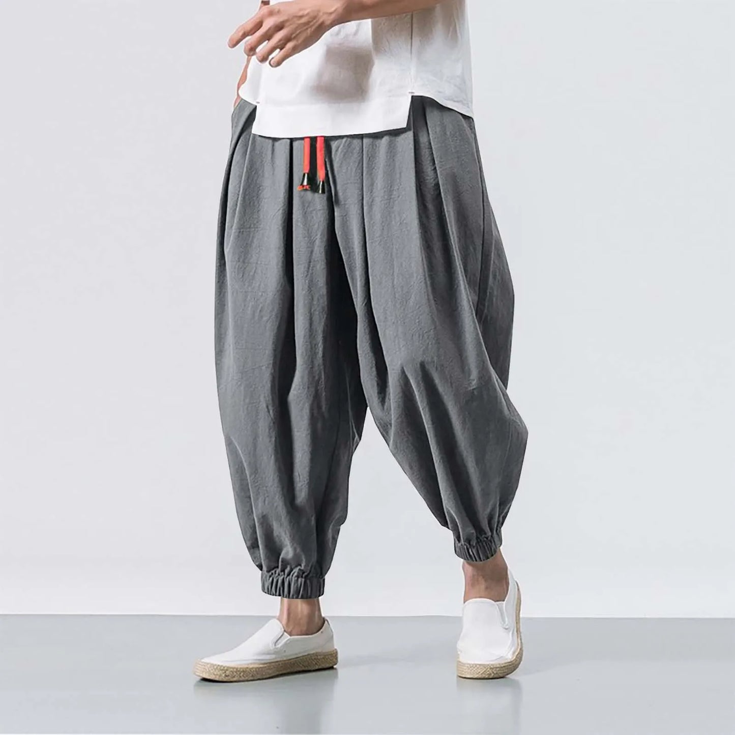 Fashion Harem Pants Men Hiphop Baggy Wide Leg Pants Streetwear Oversized Casual Sweatpants Harajuku Japanese Trousers Male 2025