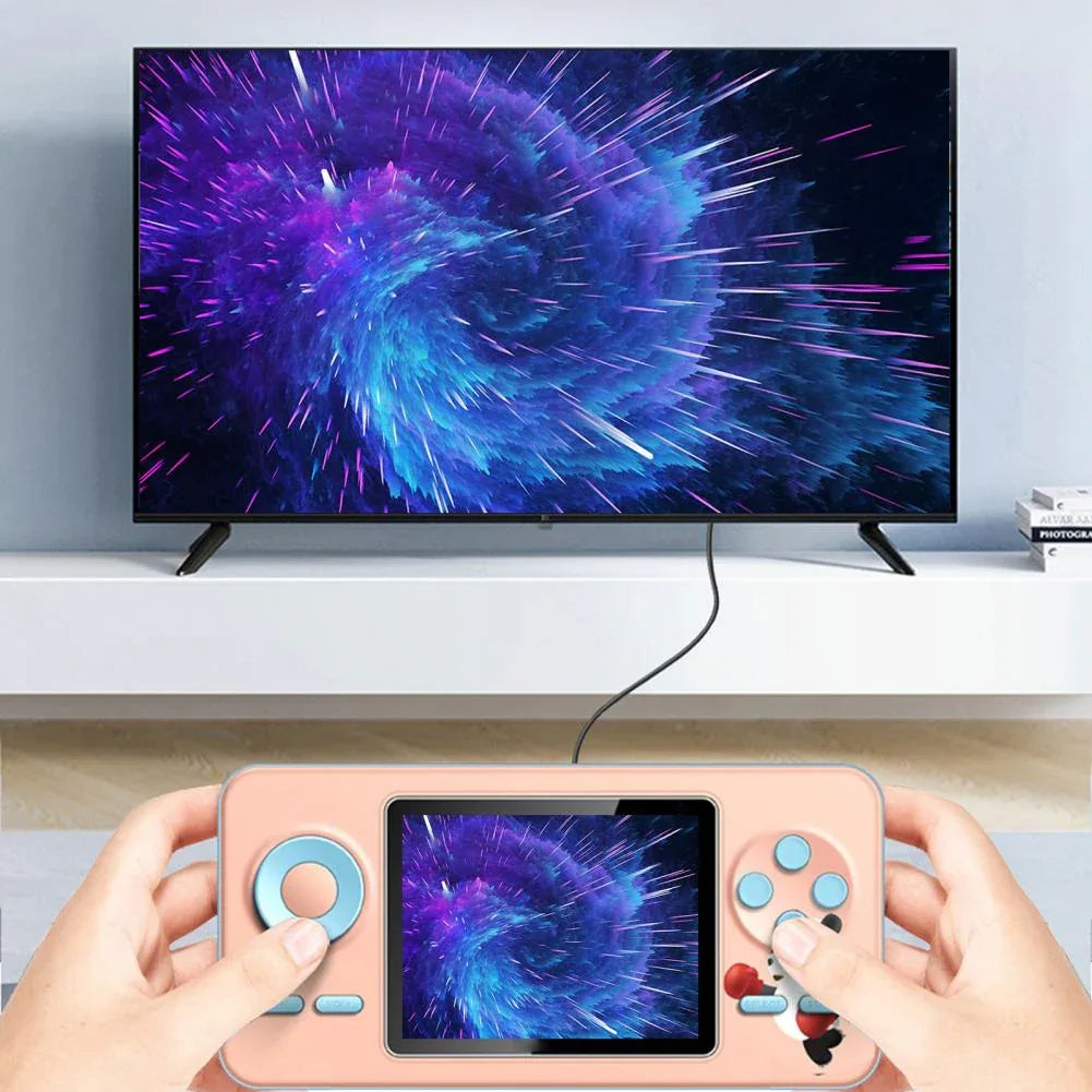 Mini Game Machine  Funny Long Battery Life Macaron Color  Large Screen Retro Video Game Console for Home