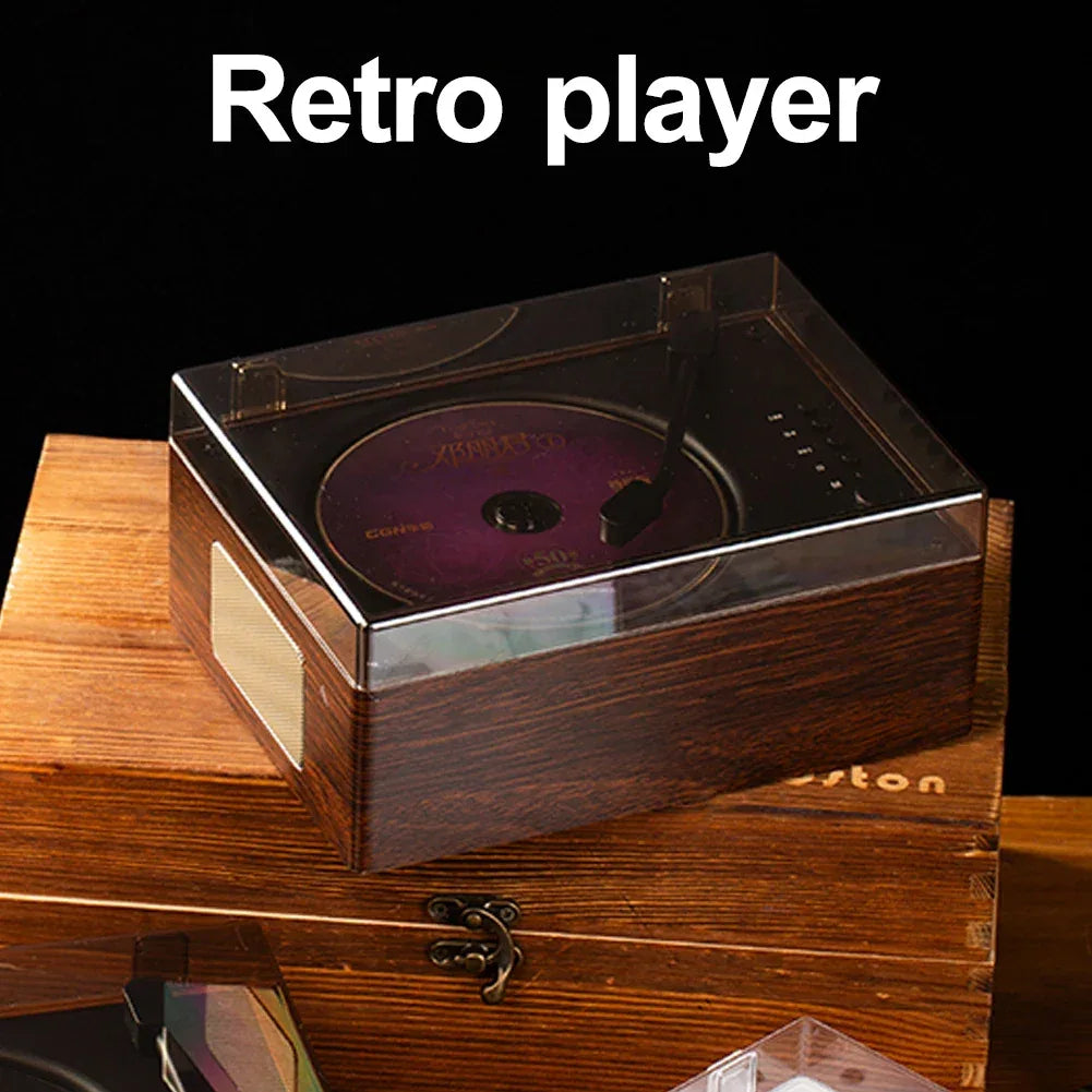 Retro CD Player Rechargeable Support CD BT USB 3.5mm AUX Portable CD Player Bluetooth-Compatible 5.0 Wireless Speaker Home Decor