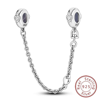 925 Silver Valentine's Day Charms Bead Sparkling Sweet Heart Rose Bear Charm Fit Original Bracelet Bangle Woman DIY Jewelry Gift