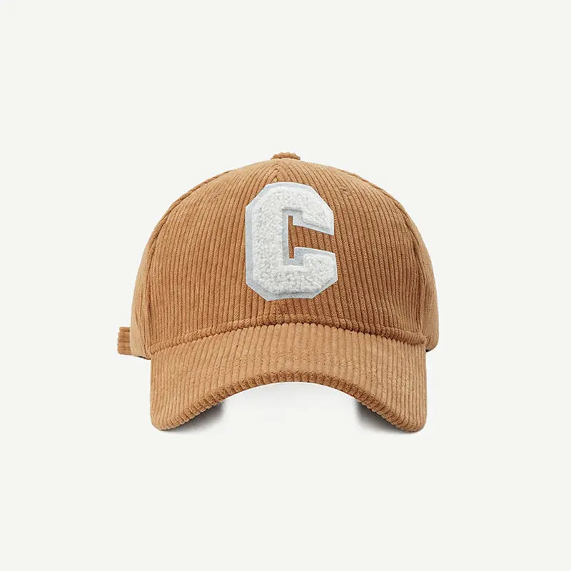 Big C Letter Corduroy Baseball Cap For Men Women Autumn Winter Adjustable Ponytail Sports Hat Unisex Hip Hop Caps Streetwear