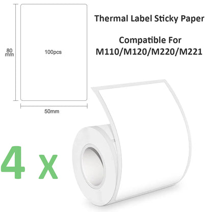 Durable 50x80mm Circle Thermal Paper - Phomemo M110 Printer Compatible Stickers