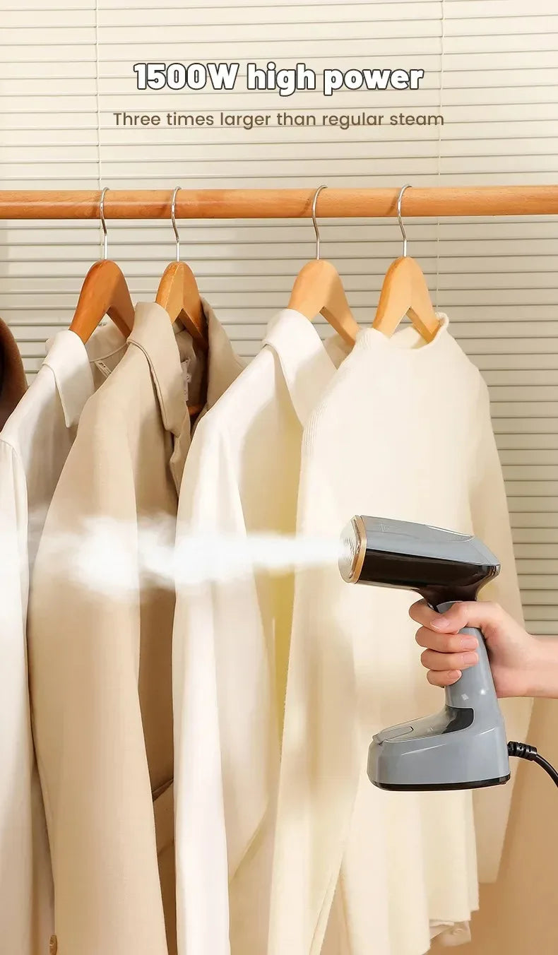 1500W Foldable Electric Fabric Steamer Fast-Heat Handheld Steam Iron for Home Travel Garment Care