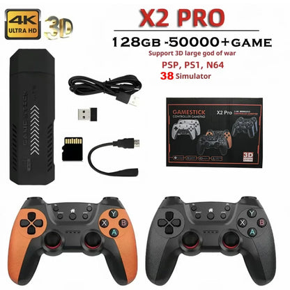 X2Pro TV Game Stick 4K HD Video Handle Game Console 40K/50K Games 64g/128g for PSP Retro Arcade Games PK M15 Pro for Home Gaming