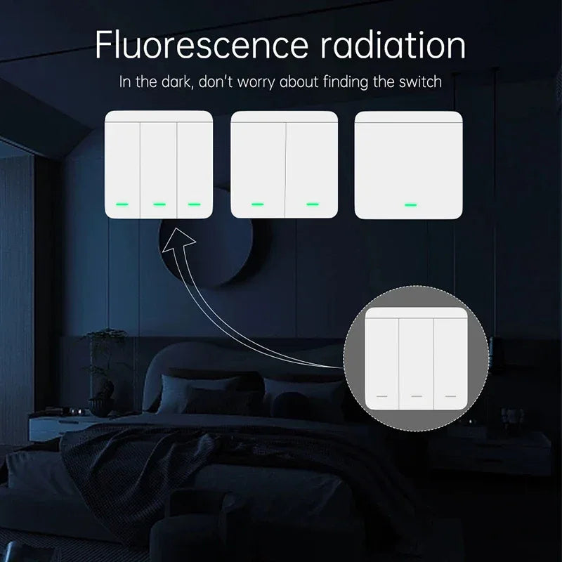 Tuya WIFI Switch 433MHz Smart Home Automation Relay Module 1/2/3 Gang Wireless Wall Switch Home Control Works with Alexa Google