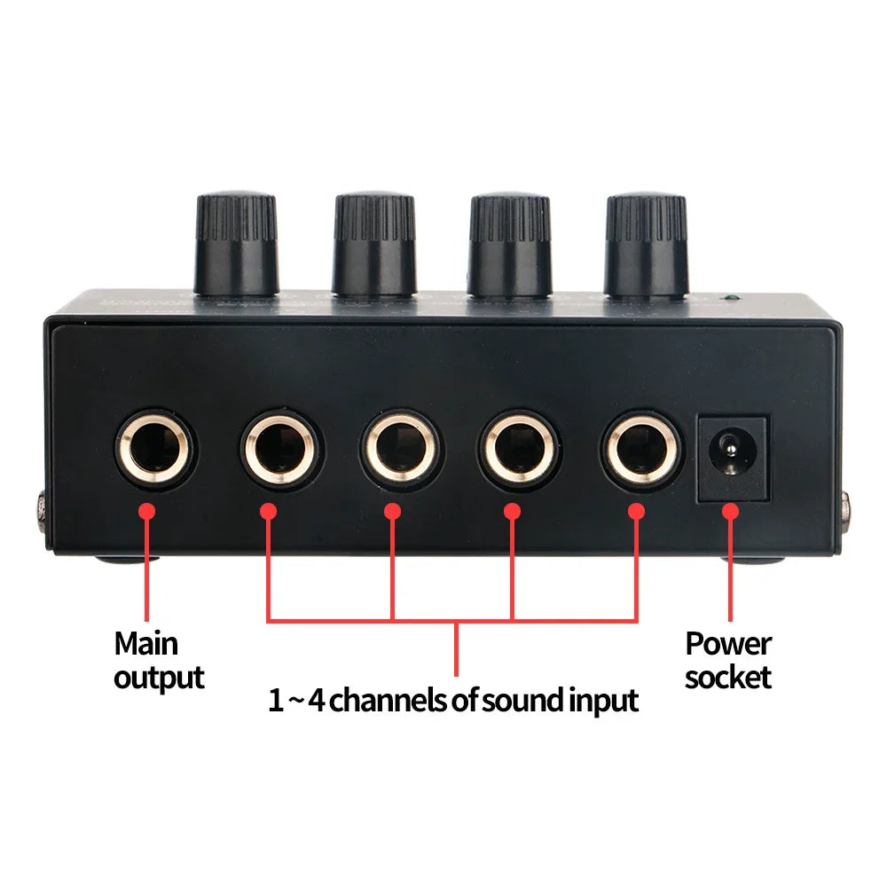 HA400 Ultra-Compact Stereo Audio Amplifier 4 Channels Mini Headphone Amplifier With Power Adapter 10MHz Earphone Amp for Music