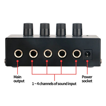 HA400 Ultra-Compact Stereo Audio Amplifier 4 Channels Mini Headphone Amplifier With Power Adapter 10MHz Earphone Amp for Music