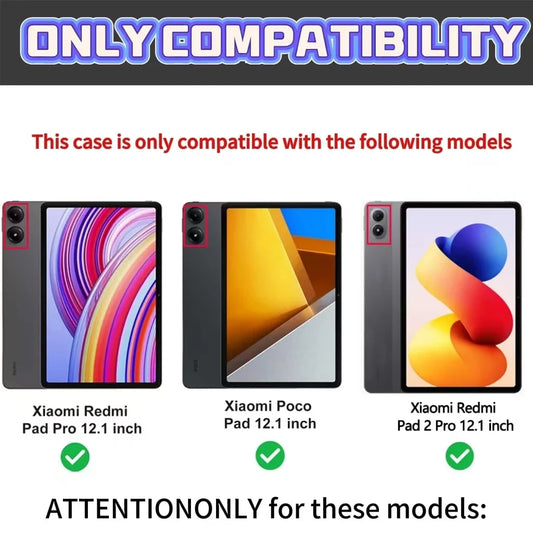 Case for Redmi Pad Pro/Redmi Pad 2 Pro 12.1 inch For Xiaomi Poco Pad 12.1 lnch Keyboard Case with Detachable Bluetooth Keyboard