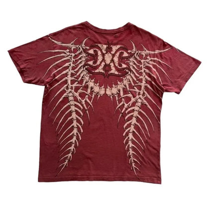 Y2K Xtreme T Shirt Man's Clothing Skeleton Printing Tops Harajuku Fashion Trend Baggy Men And Women Short Sleeves