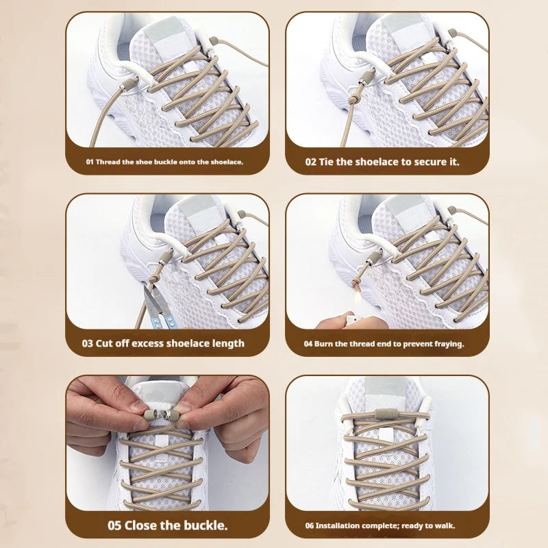 17 colors Round Elastic Laces without ties Metal Buckle Shoelace Sneakers Quick shoelaces Shoe Accessories 1Pair/2Pair