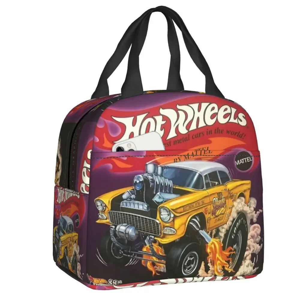 Custom Hot Wheels For Fans Thermal Insulated Lunch Bag Cartoon Sport Car Portable Lunch Container Travel Multifunction Food Box