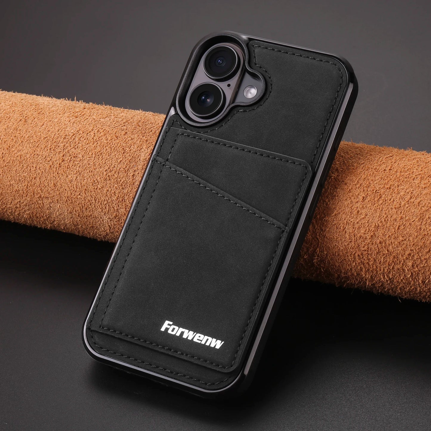 Business Flip Leather Case for iPhone 16 17 Air 16E 15 14 13 12 11 Pro Max Plus Mini Built-in Magnetic Wallet Card Phone Cover