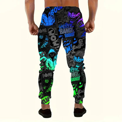 Men Loose Casual Pocket Drawstring Sweatpants Winter New Thick Warm Pants Fashion Letter Printed Sweatpants Men Tracksuit Pants