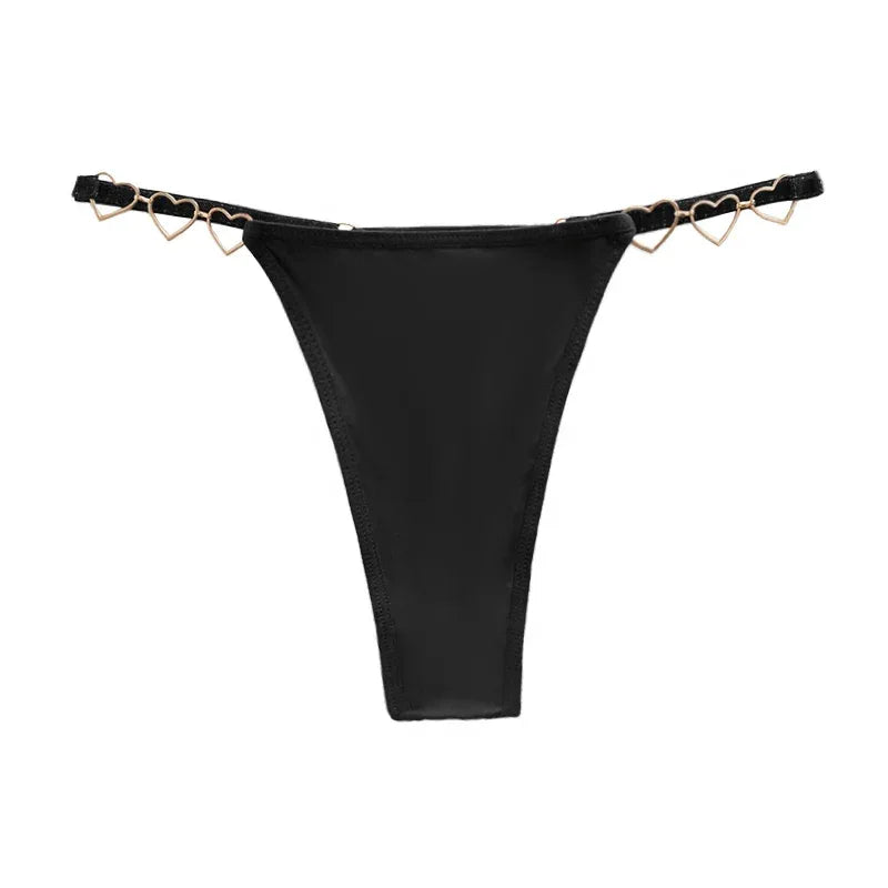 1pcs Women Sexy Thongs Low Rise Lady G-string Heart Decoration Erotic Intimate Lingerie T-Back New Fashion Cotton Crotch Panties