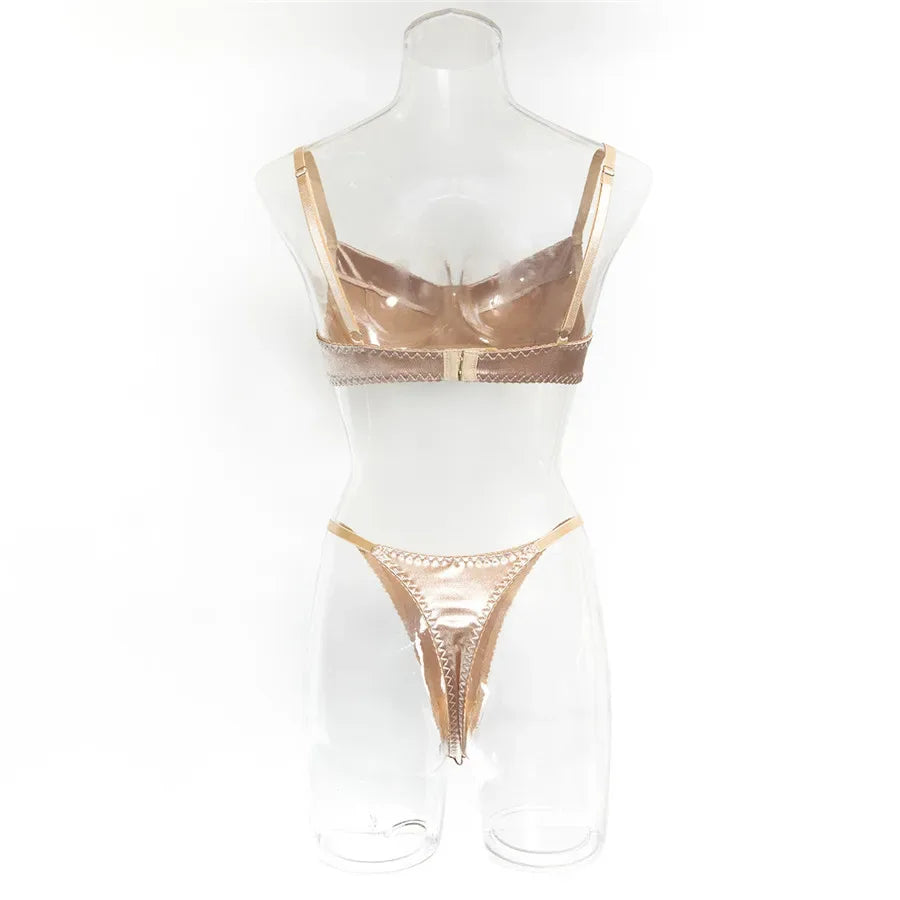Sexy Bra Brief Sets Seamless Solid Brown Romantic Lingerie Women Vintage Thin Underwear Comfortable New Arrival Exotic Sets