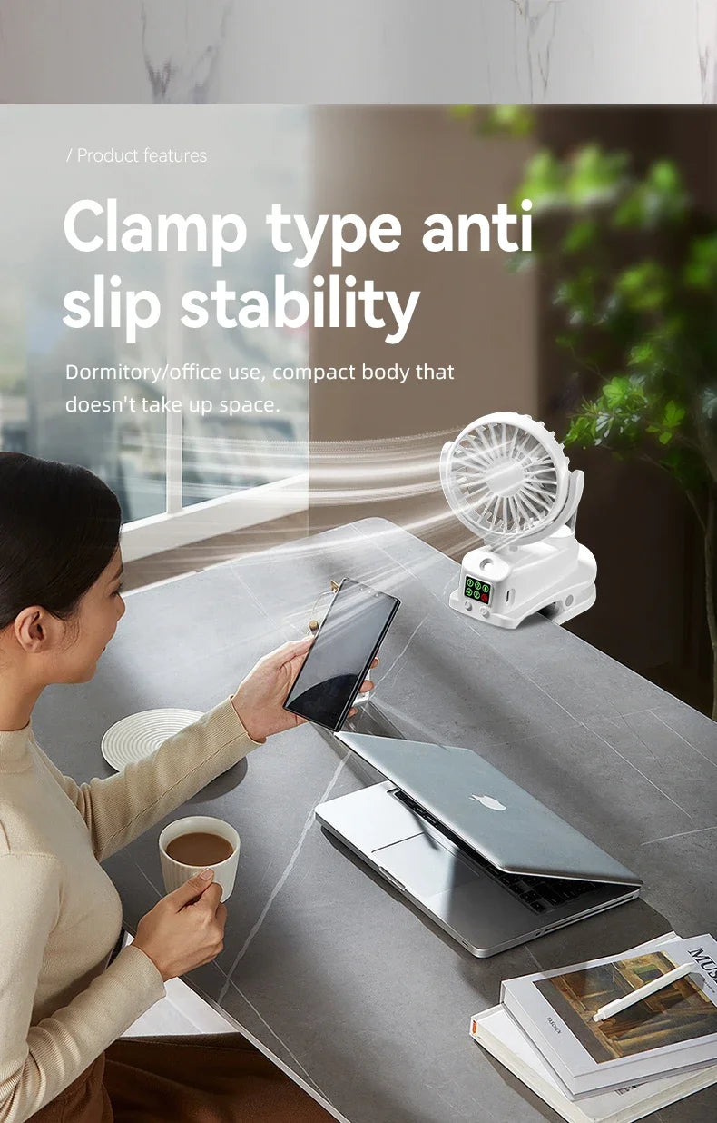 Refrigerating Clip Spray Fan USB Rechargeable Office Dormitory Outdoor Multi-Functional Desktop Clip Fan Moisturizing
