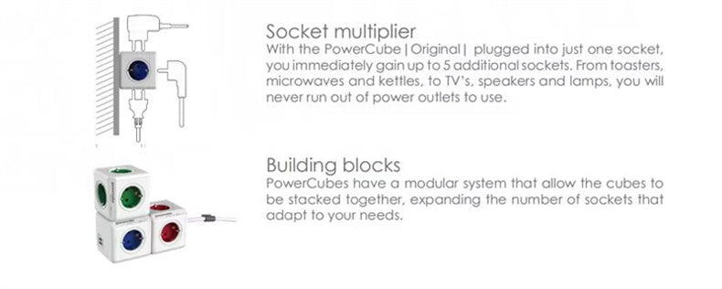 Massfa Multi Usb Power Strip Electrical Plug Cube Multiple Extension Socket with 4 Eu Outlets 3680W Adapter for Home Office