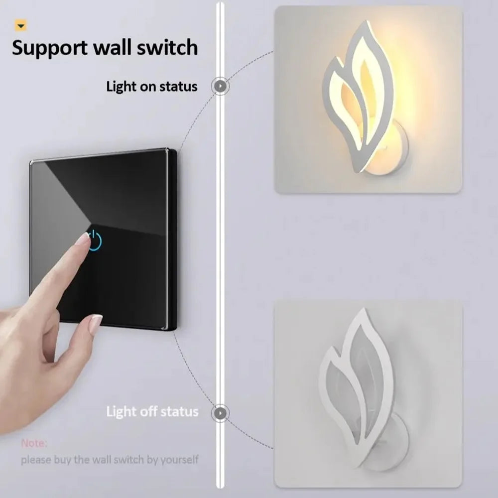 Modern LED Wall Lamp Bedroom Bedside Leaf Wall Lamp Sconces Living Room Home Indoor Lighting Fixture Minimalist Led Night Light