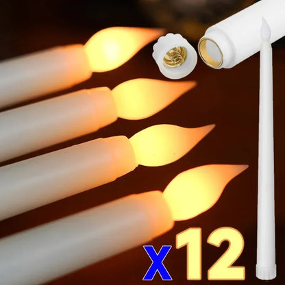 6/12Pcs LED Flameless Taper Candles Tapered Candle Battery Operated Warm White Flickering Flame Handheld Candlesticks Home Decor
