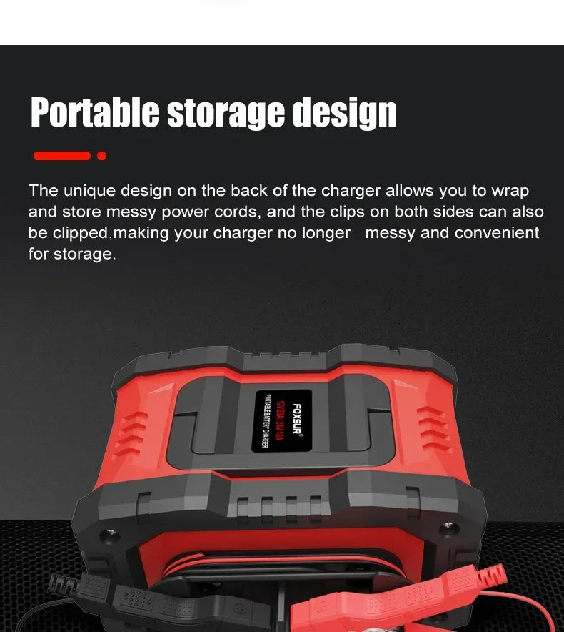 Portable 20A/10A Car Battery Charger 12V 24V Automatic Motorcycle Truck AGM LiFePO4 Lead Acid Start Stop Battery with Repair