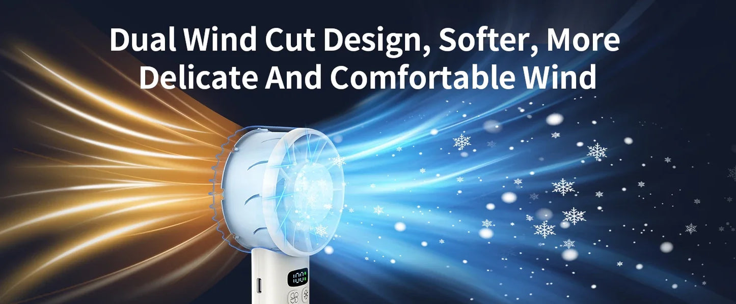 5200mAh Portable Mini Handheld Fan with LED Display Semiconductor Refrigeration 100 Speeds USB Rechargeable Battery Outdoor Fan