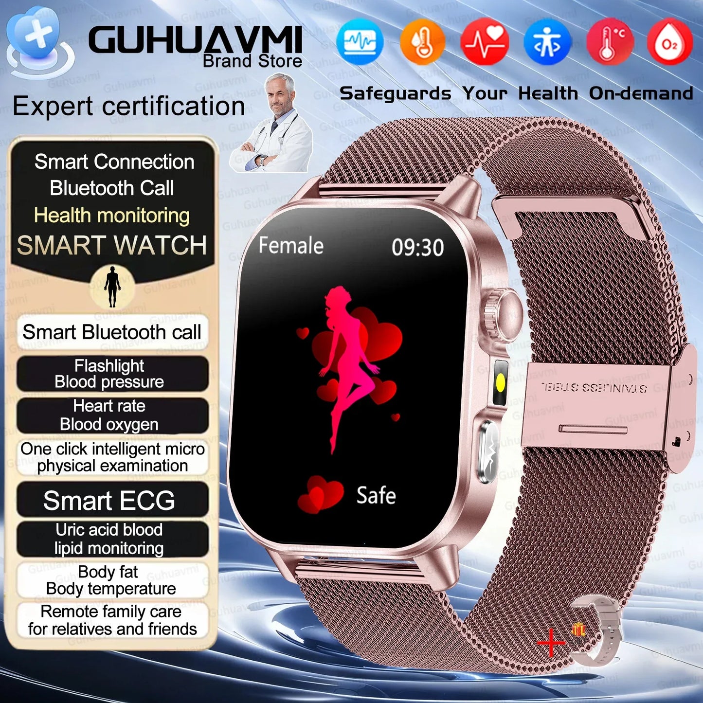2026 New Health Smart Watch Precise Measurement ECG+PPG Blood Pressure Uric Acid Body Fat Analysis call SmartWatch For Men Women