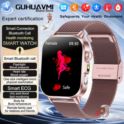 2026 New Health Smart Watch Precise Measurement ECG+PPG Blood Pressure Uric Acid Body Fat Analysis call SmartWatch For Men Women