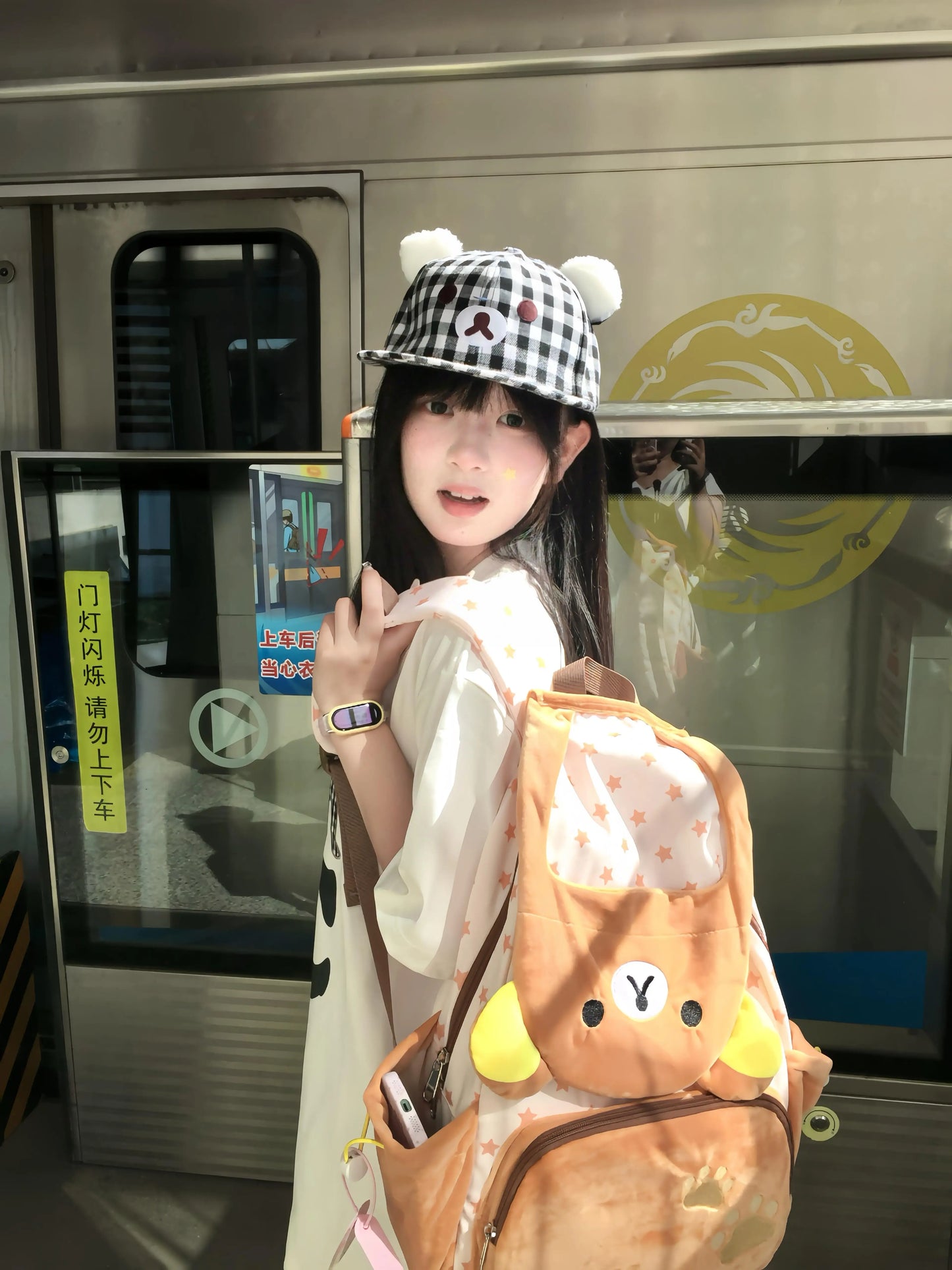 Kawaii Rilakkuma Cartoon Plush Backpack Cute Bear Younger Sister Large Capacity Student Schoolbag Lovely  Birthday Present gift