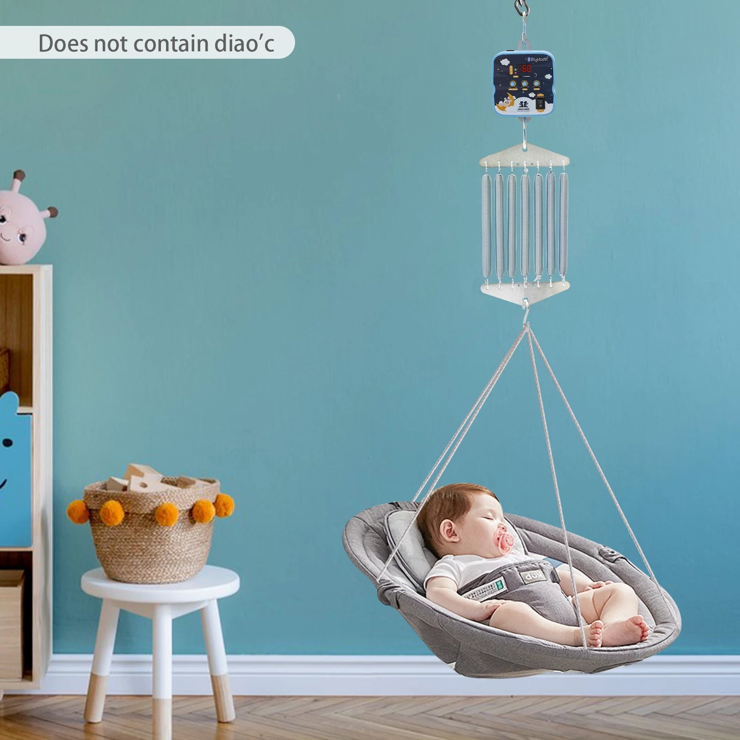 12W Electric Baby Swing Control, 7 Springs Baby Cradle Rocker Control, Adjustable Hanging Babies 0-12 Months