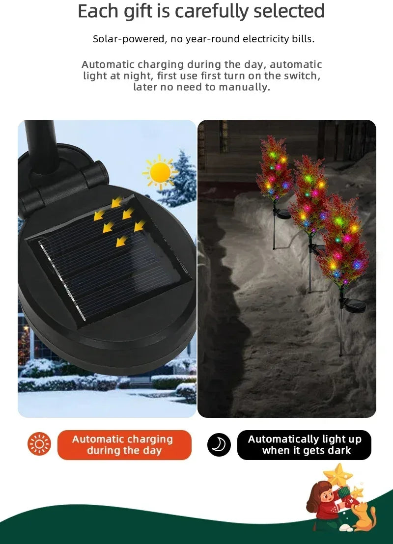 Solar LED Lights Christmas Tree Lawn Lamp Holiday Lantern For House Festive Wedding Courtyard Garden Decoration RGB Light