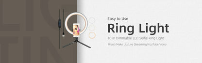 10" 26cm LED Selfie Ring Light Photography Video Light RingLight Phone Stand Tripod Fill Light Dimmable Lamp Trepied Streaming