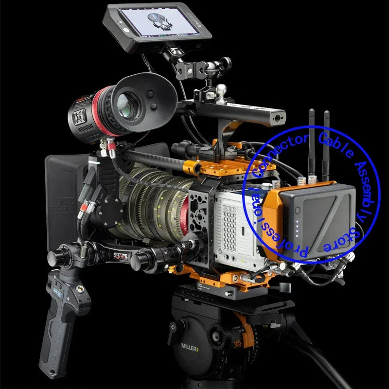 ARRI ALEXA RED Flexible Braid Power Cable for Teradek Bolt 4K XT LT, SmallHD monitor, 0B 2 Pin Straight Male to 2Pin Right Angle