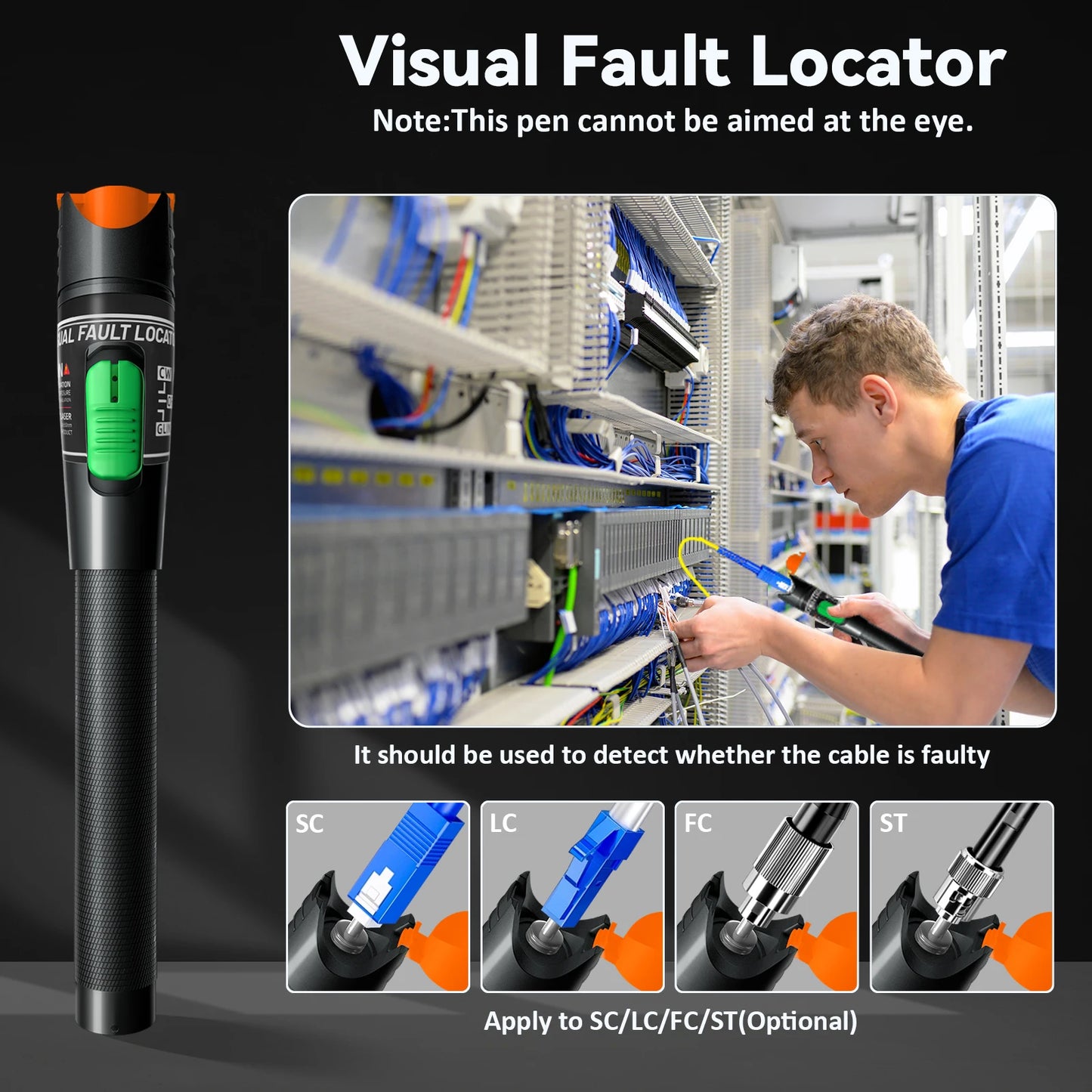 Fiber Optic Cable Tester Pen 30/50/80/100mw Visual Fault Locator SC/FC/ST 2.5mm Interface VFL 30/50/80/100Km Range