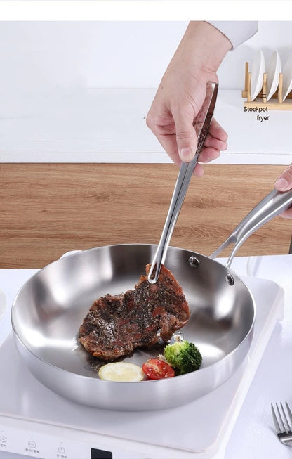 304 stainless steel frying pan, non stick pan, steak pan, suitable for gas stoves and induction cookers, uncoated kitchen utensi