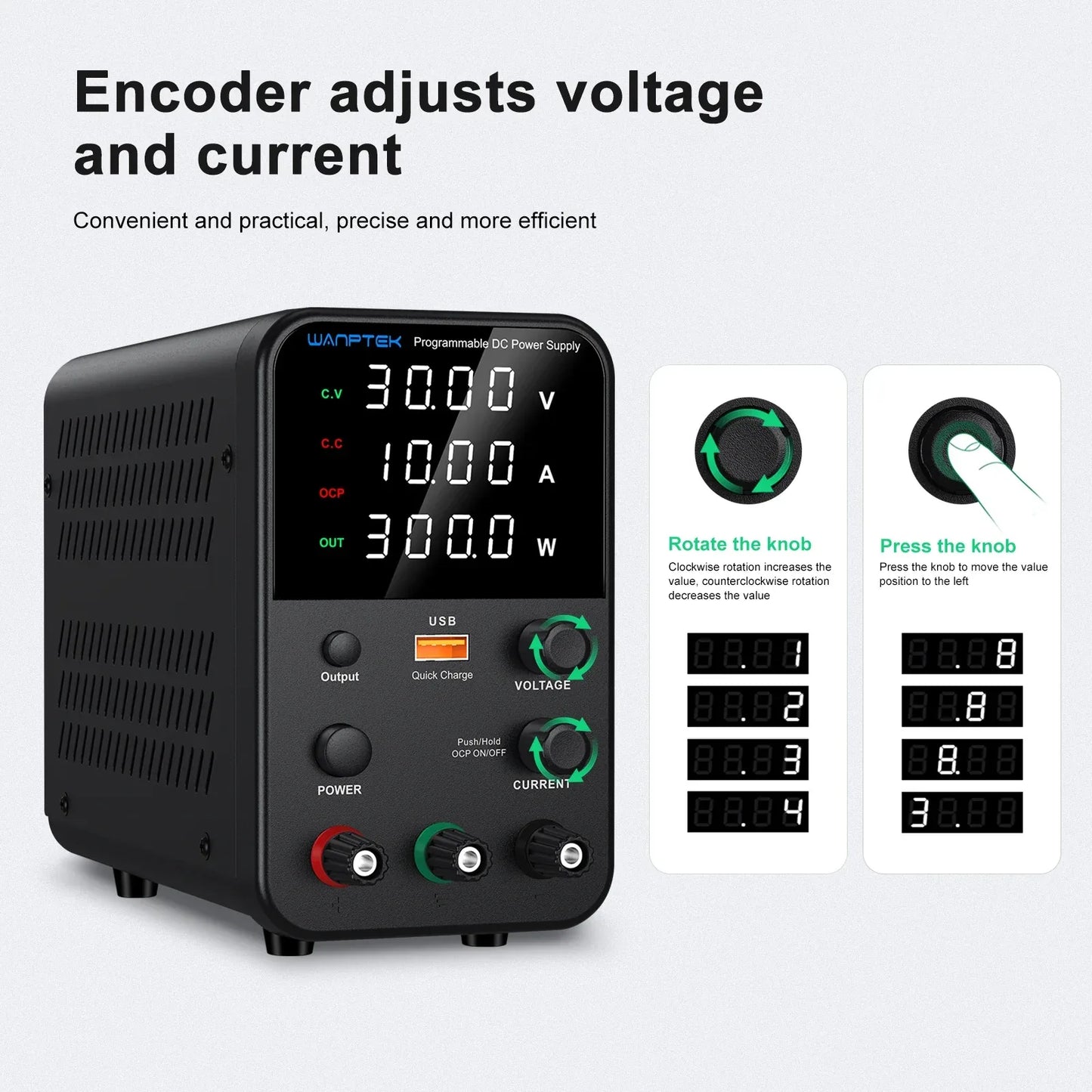 Wanptek DC Laboratory Power Supply 30V 10A 60V 5A 120V 3A Adjustable Voltage Current Applicable voltage 110V 220V Power Supply