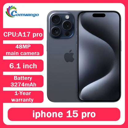 Original iPhone 15 pro 6.1-inch OLED Display Face ID NFC A17Pro Chip 8GB RAM 128/256GB Storage 5G IOS Cell Phone 99% New Apple