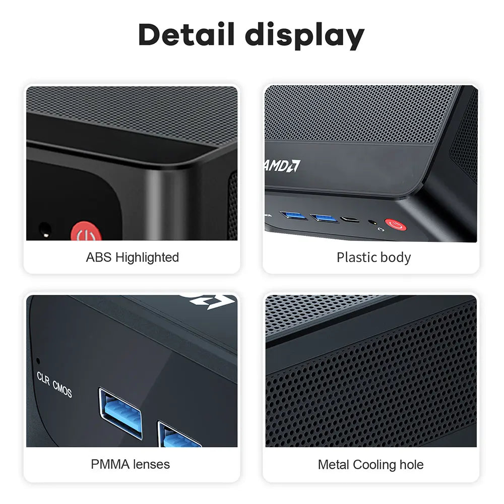 Beelink Mini PC SER5 Max AMD R7 6800U 7735HS R5 5500U R3 3200U 16G 500G NVME Windows Type-C Triple Screen Gamer Mini Computer