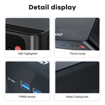 Beelink Mini PC SER5 Max AMD R7 6800U 7735HS R5 5500U R3 3200U 16G 500G NVME Windows Type-C Triple Screen Gamer Mini Computer
