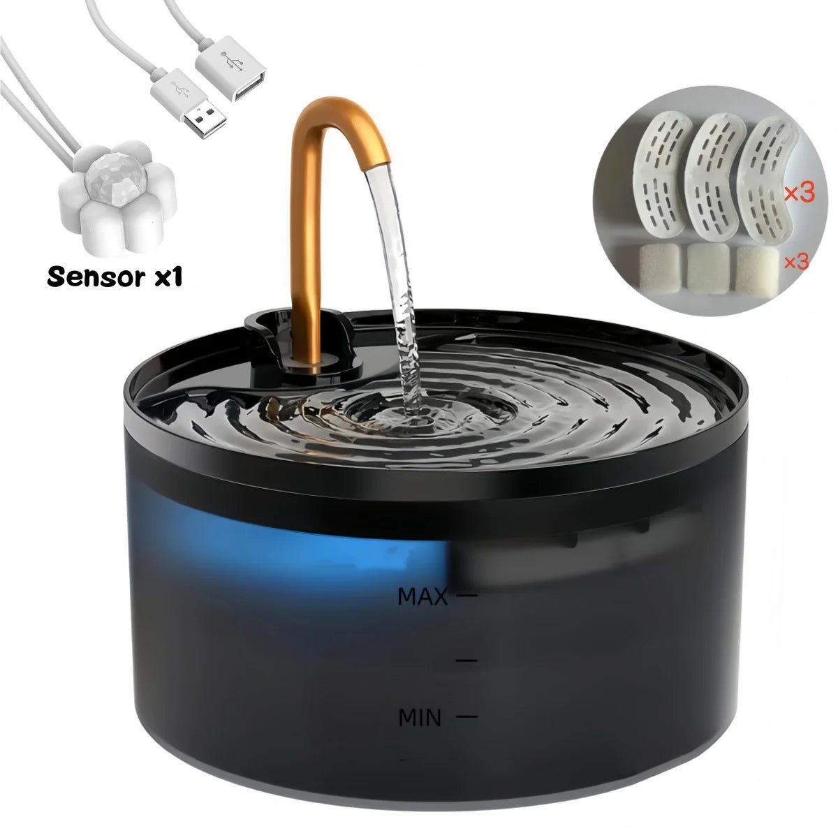 Pet Water Fountain Auto Filter Set Automatic Sensing Cat Drinker 2.1L Recirculate Filtring Drinking for Cat Dog Water Dispenser
