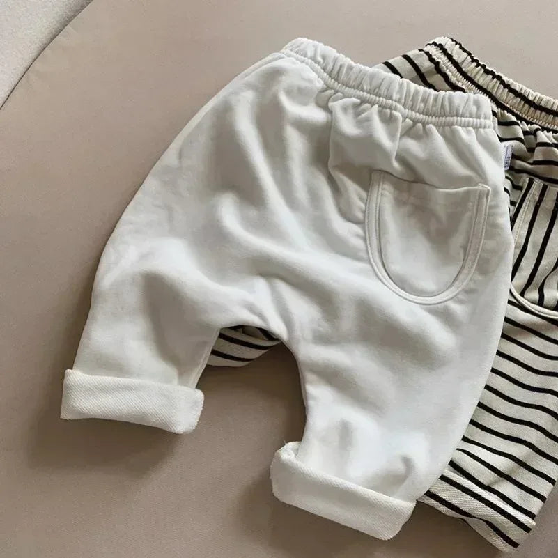 2025Spring Autumn New Baby PP Pants 1-5Y Boys Girls Cotton Striped Loose Harem Trousers Toddler Daily Infant Wear Kids Clothing
