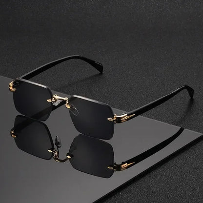 Rimless Rectangle Sunglasses for Women and Men – Fashion Small Square Frameless Shades, Summer Travel UV400 Protection Eyewear, Classic Unisex Oculos