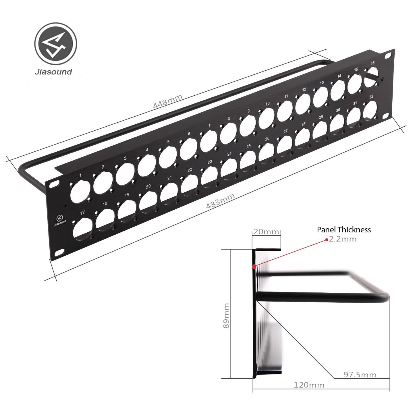 1U 2U Rack Patch Panel 8 12 16 24 Way Channel Flight Case Mount for XLR Connecctor Male Female SpeakOn Cabinet Mounting Panel