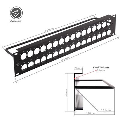 1U 2U Rack Patch Panel 8 12 16 24 Way Channel Flight Case Mount for XLR Connecctor Male Female SpeakOn Cabinet Mounting Panel