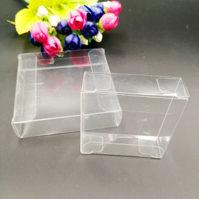 50pcs Ax10x10 Transparent Jewelry Gift Box Clear PVC Plastic Box Packaging Wedding Christmas Gift Box for Jewelry Storage Boxes