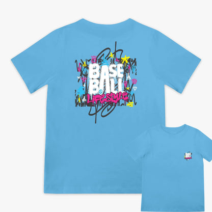 New Summer Baseball-Themed Colorful Graffiti Print #101# Lifestyle-Themed Breathable Cotton Sports T-Shirt for Teenagers