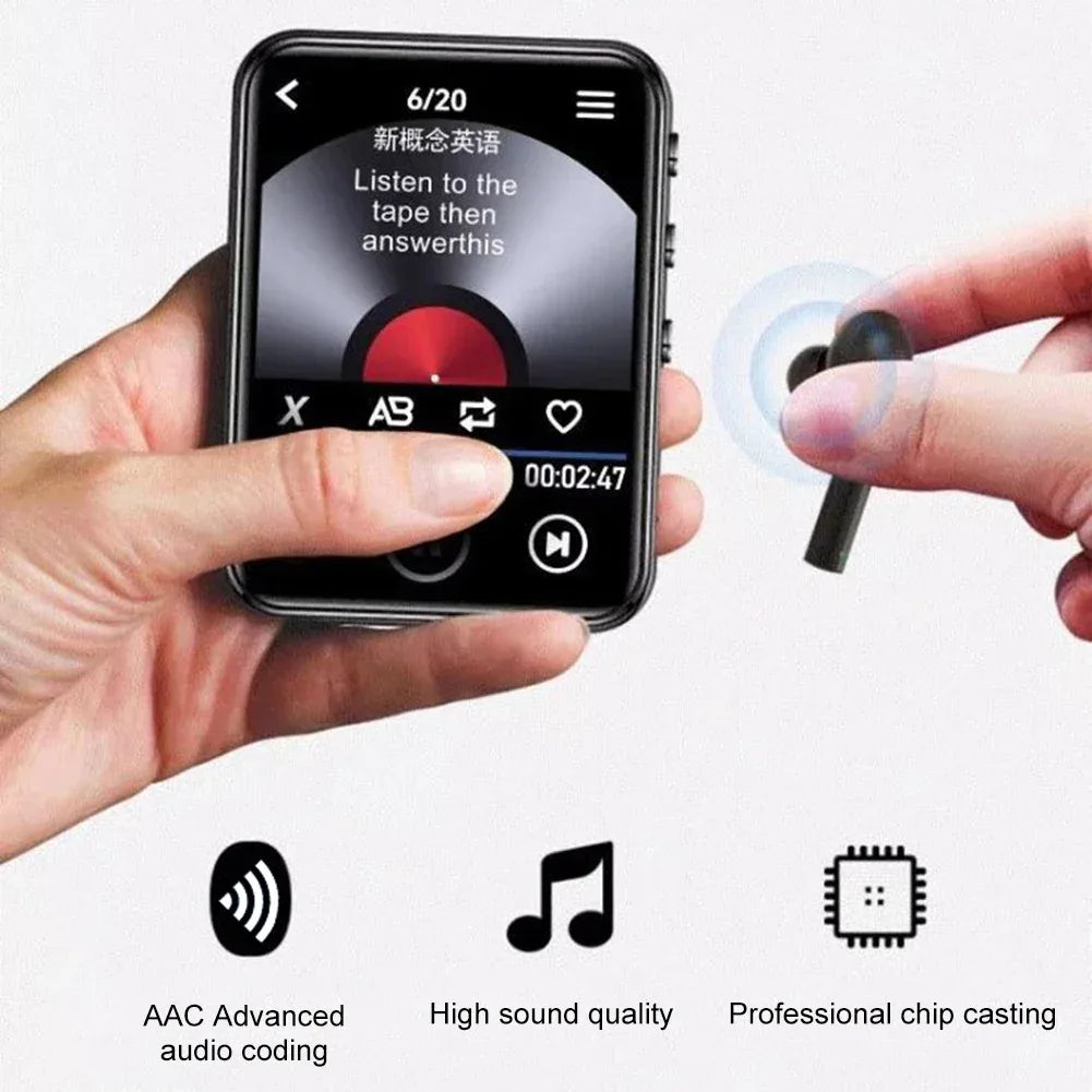 MP3 MP4 Player Lossless Music Player Full Touch Screen Bluetooth-Compatible HiFi MP4 Walkman with Speaker FM/E-book/Recorder