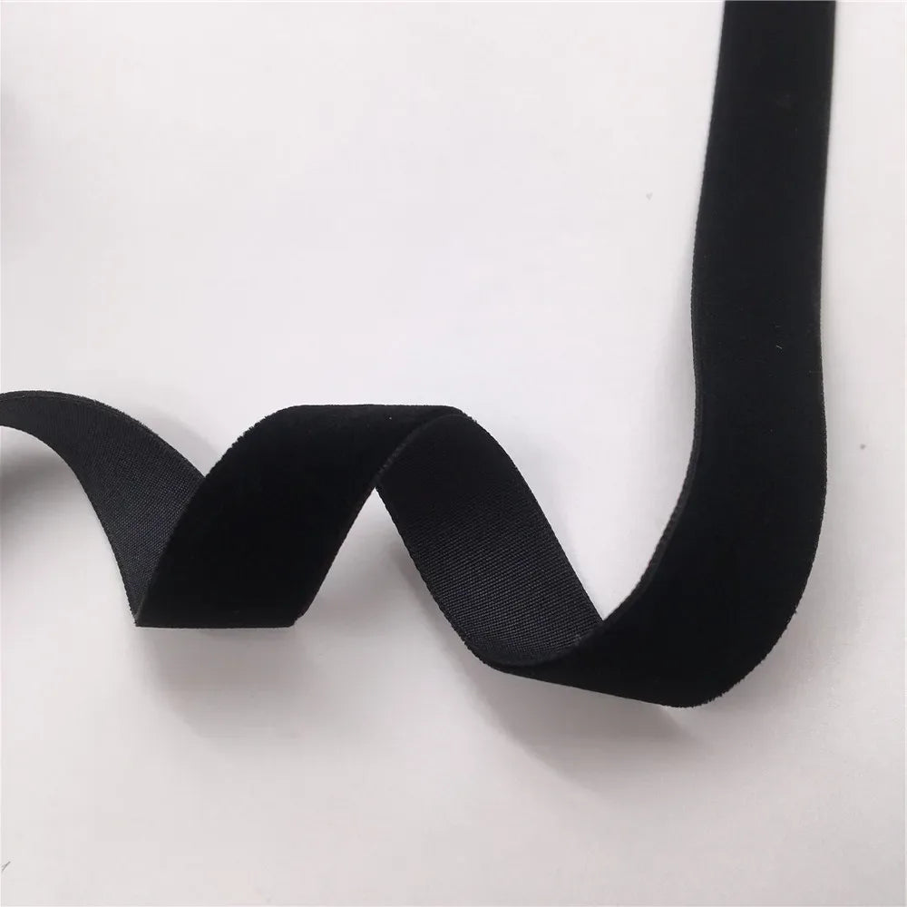 5Yards Nylon Black Velvet Ribbon Golden Single Face for Handmade Gift Bouquet Wrapping Home Party Decoration Christmas
