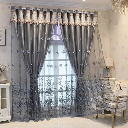 Plant Flower Blackout Curtain Cloth Nordic Simple Bedroom Living Room Balcony Atmospheric Double Layer