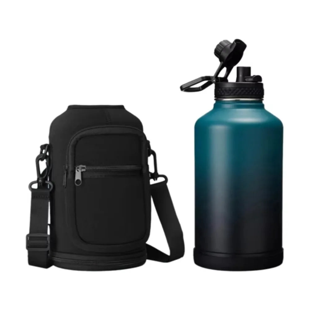 Portable Water Bottle Bag Large Capacity with Adjustable Shoulder Strap Cup Insulated Protective Cover Durable